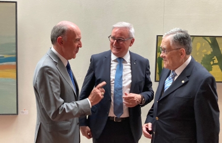 DG Simon Bichsel, DGNelect René Loretan et PDG Alois Grichting à l’occasion des célébrations du 70e anniversaire du RC Brig